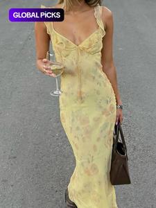 women's floral print strap dress, elegant y2k sleeveless dress for party club dating wear, ladies summer clothes, bohemian sundresses, womenswear, classy dresses, bodycon smooth dress