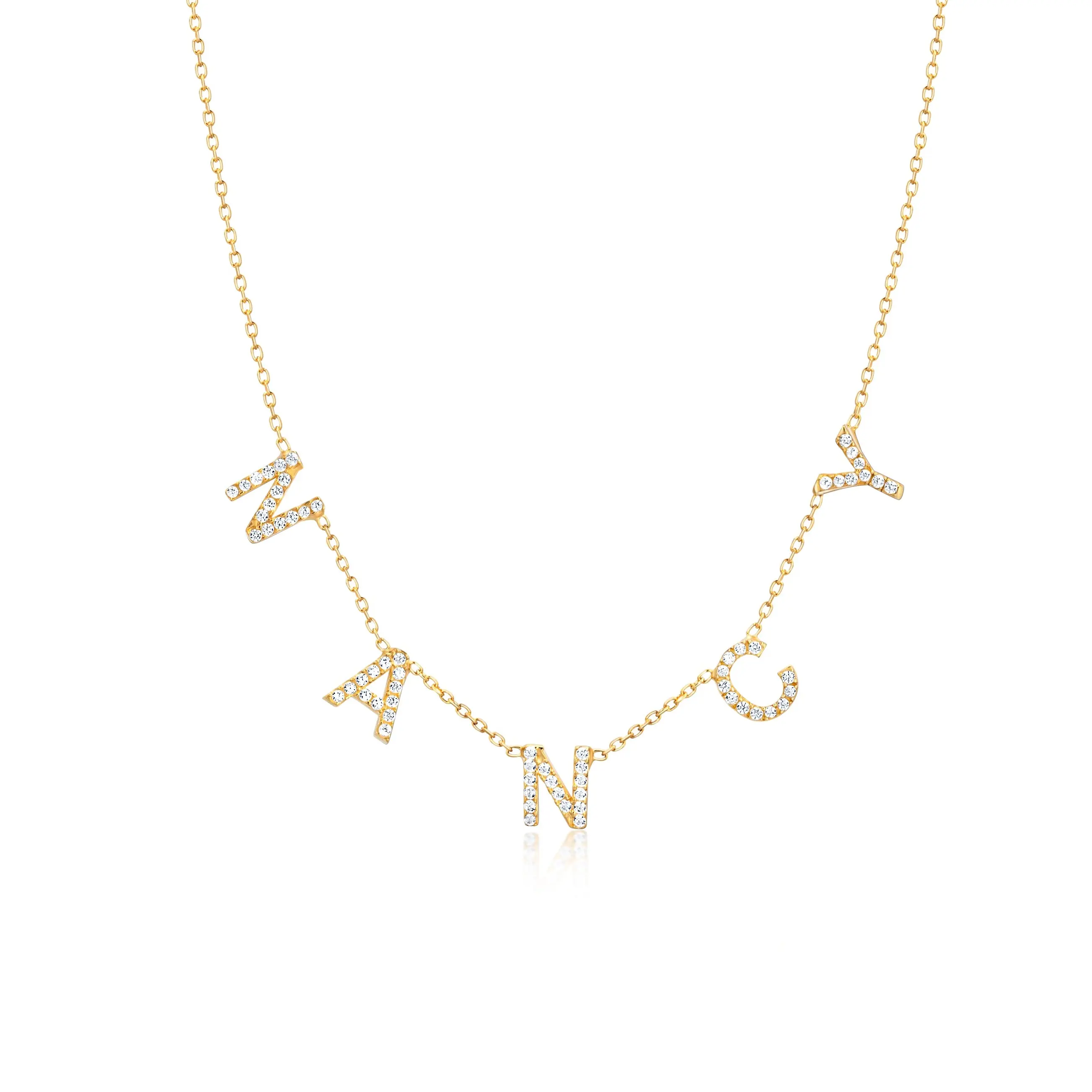 Pavé Initials Necklace – Solid 925 Sterling Silver, Thick Real 18K Gold Plating – pavé initials pendant necklace, personalized jewelry, custom jewelry, bridesmaid gift – Gift for Her, Mom & Best Friend, Mother's Day, Anniversary & Birthday