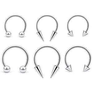1Pcs Spike Septum Rings 16G Surgical Steel Piercing Jewelry Vertical Snake Bite Jewelry Lip Rings for Women Men 8mm/10mm