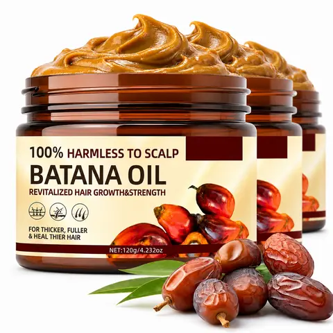 Organic Unrefined Raw Batana Hair Growth Oil - Peppermint, Rosemary, Cherry, Coffee Infused, Haircare Biotin-Supported Daily Moisturizer for Scalp Nourishment, Hydrate, Smooth Thicker Hair Treatment