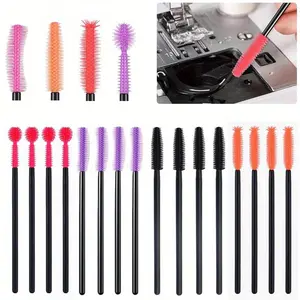 Sewing machine cleaning brush, a reusable plush brush for cleaning the interior and reel area of the sewing machine