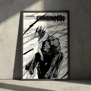 Chainsaw Man Anime Artwork Print, Denji Manga Minimalist Poster Wall Hanging Decor, Makima Devil Hunter Art, Gift for Anime Fan