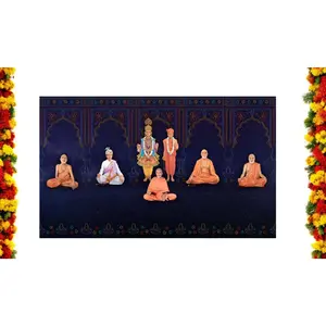 5x8 Feet BAPS Sanstha Swaminarayan Bhagwan Design Fabric Backdrop Banner for Pooja Decoration  (1172)