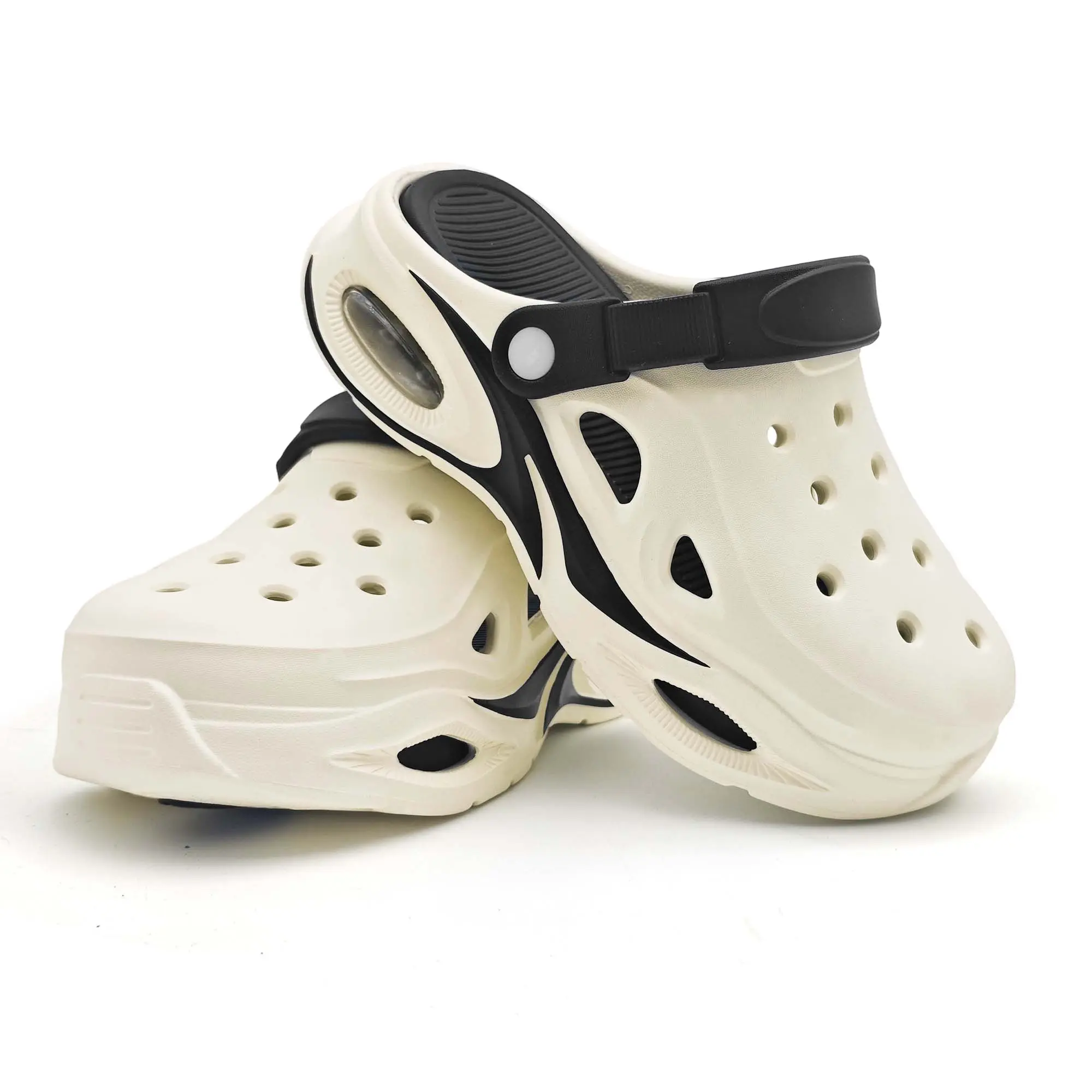 Visible Side Air-Cushion Sport Clogs | Wavy Platform & Cutout Breathable | Ultra-Soft Unisex Outdoor Slides