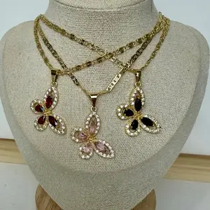 A39. Butterfly pendant with chain gold plated. Size 18” or 20”