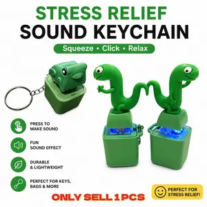 Lizard Frog Theme Sound-Activated LED Keychain, Stress Relief Button, Fun Practical Accessory, Halloween Gift, Design, Christmas Gift