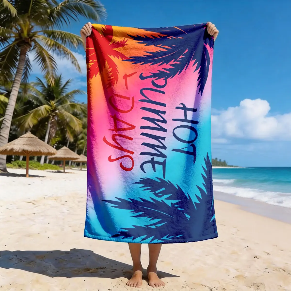 Tropical Gradient Palm Beach Towel, Quick Drying Towel, Quick Dry Towels For Travel, Quick-Dry Super Soft Polyester, Multi-Use Yoga Travel Swim Camping, Large Size, Best Gift