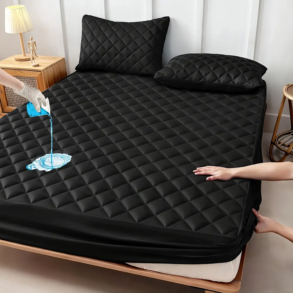 1 Pcs Cooling Waterproof Mattress Topper  Protector For Children, Cool And Comfortable, Layered Fitted Sheet, Solid Color Bedding Design, 9-15 Inches Deep Pocket, Ideal For Bedroom, Guest Room And Hotel Mattress Protection