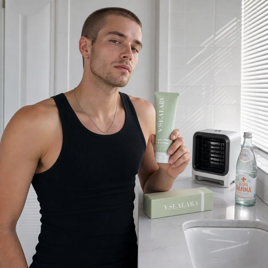 VSEALARA Men's Salicylic Acid Daily Cleanser, Deep Pore Cleansing Face Wash for Acne Blemishes & Blackheads, Oil Control, Gentle Exfoliating & Refreshing Formula