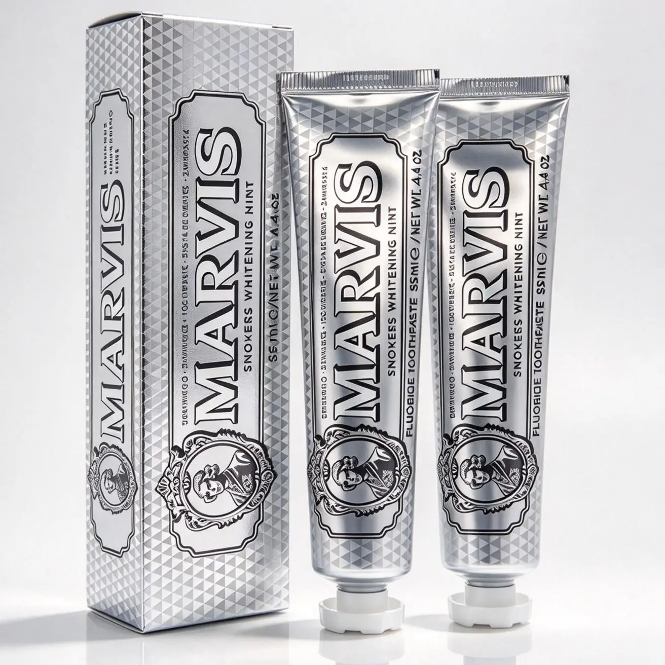 2PCS Marvis Brightening Xylitol Base Toothpaste, Daily Oral Care Product for Smokers, Mint Cleaning, Fresh Breath, 85ml, Brightening Toothpaste
