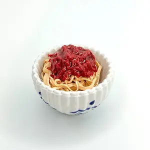 Spaghetti in Blue & White Hand Painted Bowl, Handmade Magnet/Miniature