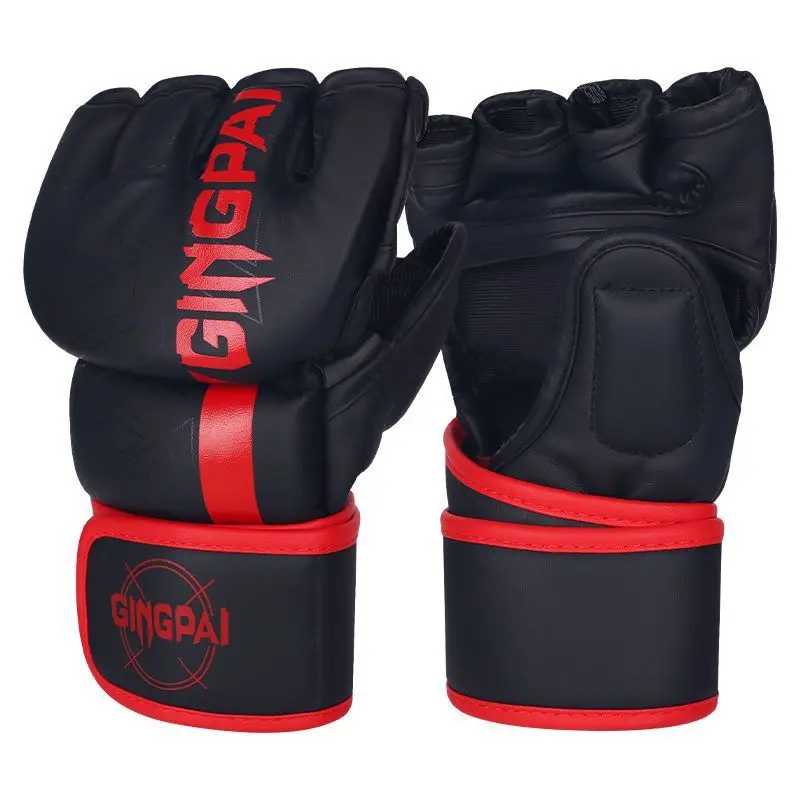 Snow leopard half finger black red