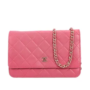 Pre-owned CHANEL Calfskin Wallet on Chain Pink 69189056 hz