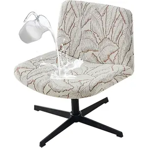 Armless Office Chair Cover Waterproof Criss Chair Slipcover Mid Back Chair Cover Slipper Swivel Chair Protector for Living Room Brown