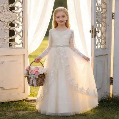 formal graduation dress for 5th grade girl Dresses with Long Sleeves handmade sandals