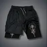 Urban Lord of the Rings Double-Layer Sports Shorts Graphic Shorts Black Shorts Camo Shorts Streetwear Shorts Men Outfits Men Short Shorts Vacation Outfits Shorts