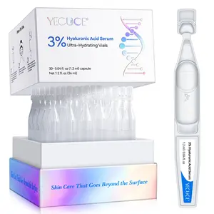 Yecuce Ultra-Hydrating Hyaluronic Acid Serum Tubes Ultra-Hydrating Serum-Vegan | 3% Hyaluronic Acid Glass Skin Single-Suspension Serum Gtin Vials Moisturizer