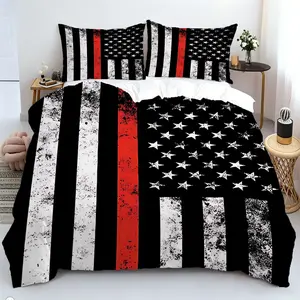 2/3Pcs American Flag-Themed Printed Duvet Cover Set, Suitable for Various Home DeCor Styles, Easy to Assemble and Disassemble, and A Comfortable and Breathable Bedding Set for Everyday Home Use.