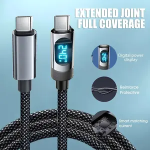 240w Super Fast Charging Cable Pd3.1 Digital Display USB-C to USB-C Charger 480mbps High Speed Data Transfer for iPhone Samsung Macbook Pixel Smart Matching Current