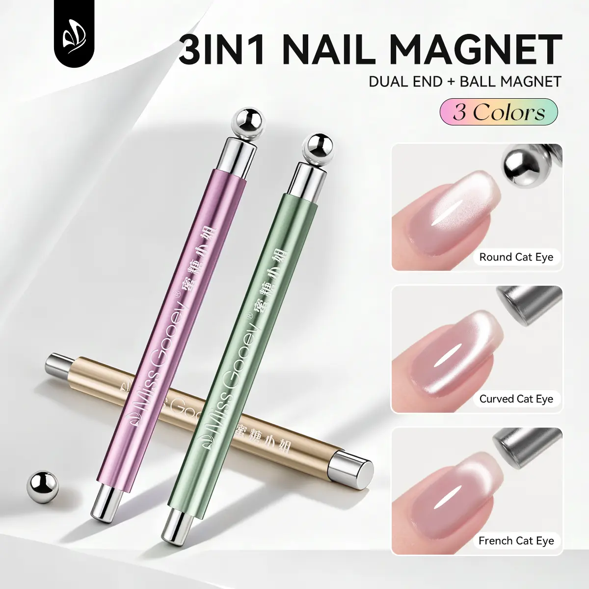 4-in-1 Multifunctional Nail Art Dotting Pen, Retractable Dual-Ended Dotting Tool with Silicone Tip for Polka Dots, Flower Designs and Chrome Powder Application