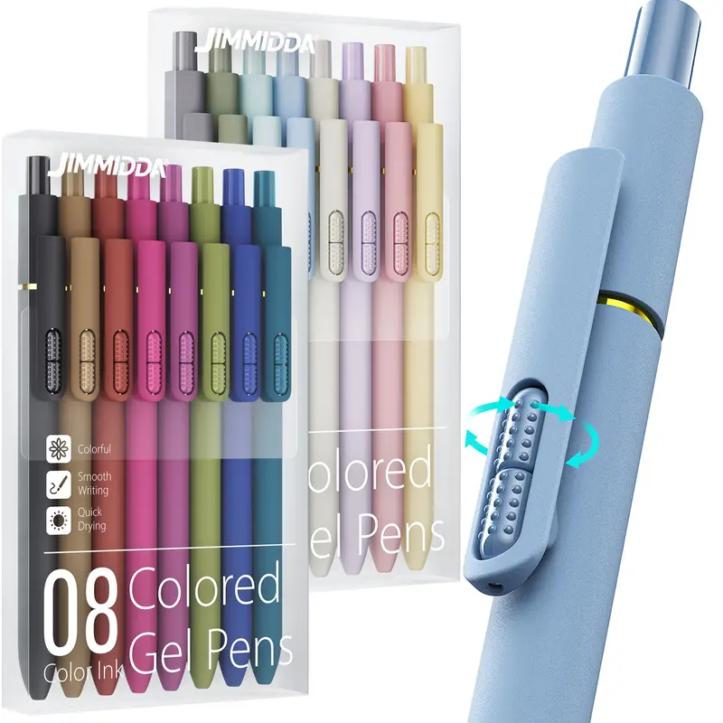 8-Pack Gel Fidget Pens, 0.7mm CS Twin-Ball Pen Tip, Quick-Drying Black & Color Ink, Rubber Grip, No Smear/Bleed, Long-Lasting Performance, College School Supplies, Office Accessories, Stress Relief Gifts for Adults