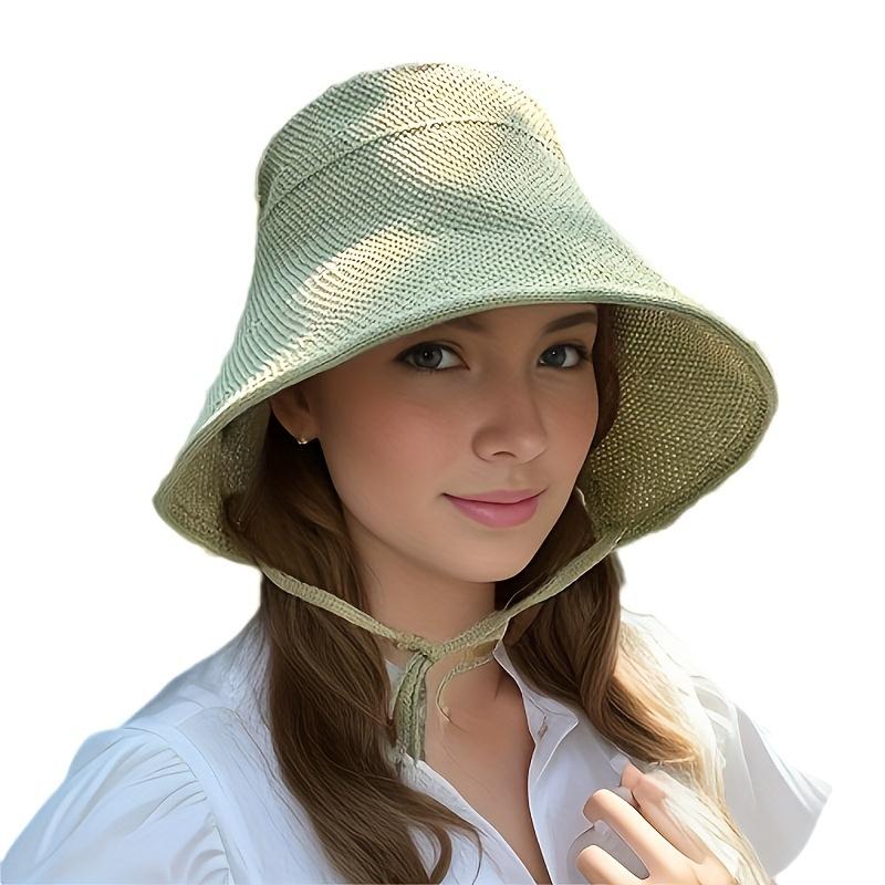 Cotton-Linen Summer Straw Hat — Sun Protection & Shade Hat | Seaside Woven Hat for Women | Vacation-Style Japanese Bucket Hat | Travel, Vacation, or Graduation Gift