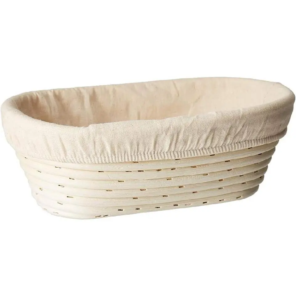(10 x 6 x 3.5 inch) Oval Bread Banneton Proofing Basket & Liner  Brotform Dough Rising Rattan Handmade rattan bowl -  For Artisan