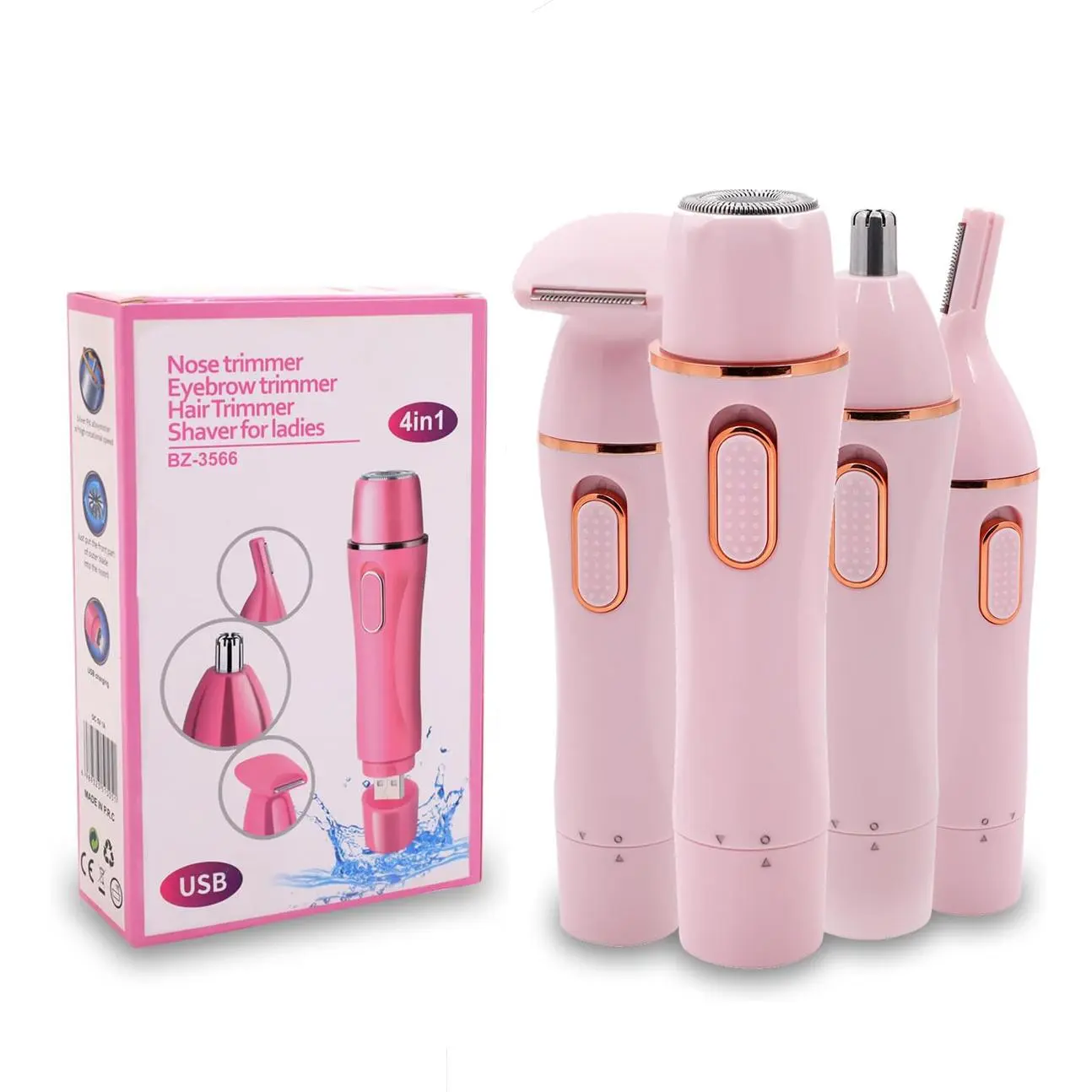 4 in 1 Electric Hair Trimmer, 1 Set Portable Rechargeable Hair Removal Instrument for Eyebrow Nose Bikini, Multifunctional Hair Removal Tool for Women, USB Rechargeable Shaver, Rechargeable Shaver Machine, Cordless Body Shaver, Travel Shaver