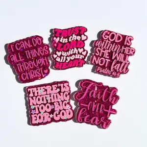 Girly Scripture Reel Pink on Pink ID Holder for Healthcare Workers & Office Girlys Accessories, 2 Inch Acrylic, Christian Gift