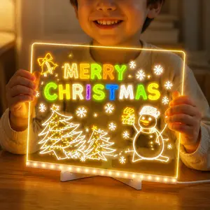 Acrylic LED Drawing Board for Kids, Acrylic Dry Erase Light-Up Drawing Board with Stand, Markers & Wipes, Erasable Reusable Board for Kids Learning, Ideal Gift for Birthday