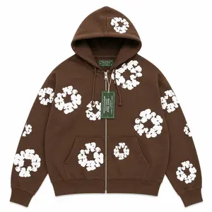 (100% Authentic with QR code)  (SS26) Denim Tears Cotton Wreath Zip Hoodie 'Dark Brown'