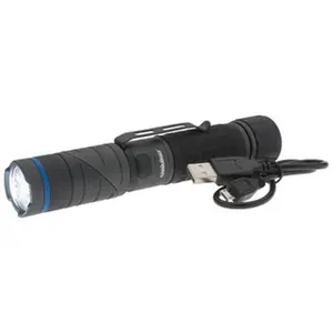 PRO-SAFE Aluminum Alloy Tactical Flashlight - 300 Lumens, 720 Min Runtime, White & Purple LED Bulbs, Dark Gray Body, 1 Lithium-Ion Battery Included, Model PRO-B75H