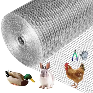 48inch x 100ft Hardware Cloth 1/2 inch Chicken Wire Fencing 19Ga, Hot Dipped Galvanized After Welding Garden Plant Supports Welded Metal Chicken Wire Fence Poultry Animal Netting Cage Screen