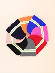 Cold Weather Beanie with Reflective Strips, Fitted Stripe Design for Men & Women, Ideal for Running Hiking Cycling, Fall/winter Essential