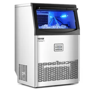 VEVOR Commercial Ice Maker Machine, 90lbs/24H Ice Maker Machine with 33lbs Storage Capacity, 50 Ice Cubes in 15 Minutes, LED Digital Display Freestanding Self-Cleaning for Bar Office Restaurant