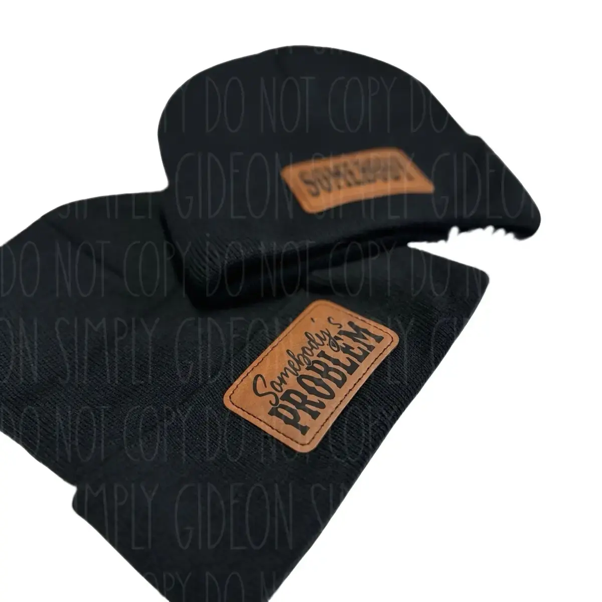 Embroidered Novelty Beanie Hats Set - Funny 'Somebody's Problem' Playful Joke Art, Matching Caps for Couples Everyday Wear