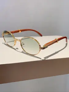 2026 New Model Women's Full Frame Oval Glasses, Fashion Glasses, Trendy Casual Frames, Vintage Metal Frame, Unique Patterned Temple Tips, Eyeglasses for Men & Women, Fashionable Frames Glasses