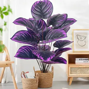 60-85 cm / 33.46 inches Artificial plant, Fake Indoor Plants, purple alocasia leaves, potted ornamental plant suitable for home decoration