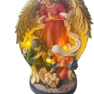 Nativity Scene Set 12 Inches Tall Brand-New Religious Decor Complete Set for Tabletop or Shelves Ready to Display, AAA Batteries Operated Holy Family Scene