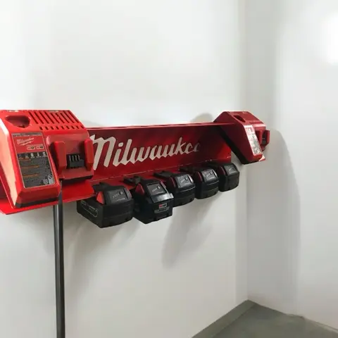 Battery Charger Station with Organizer, Tool Holder & Battery Storage for Easy Use wall