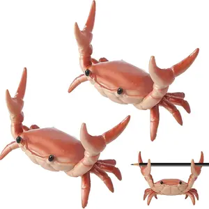 2 Pcs Desk Crab Pen Holder, Creative Weightlifting Crab Pencil Stand Holder, Desk Organizers and Accessories, Cute Office Decor for Small Items at Home, School, Studio
