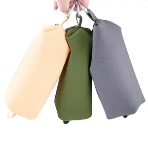 New Square Silicone Makeup Storage Bag, Solid Color Silicone Toiletry Organizer, Stylish Digital Storage Pouch for Travel