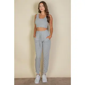 Soft French Terry Cropped Tank & Joggers Set