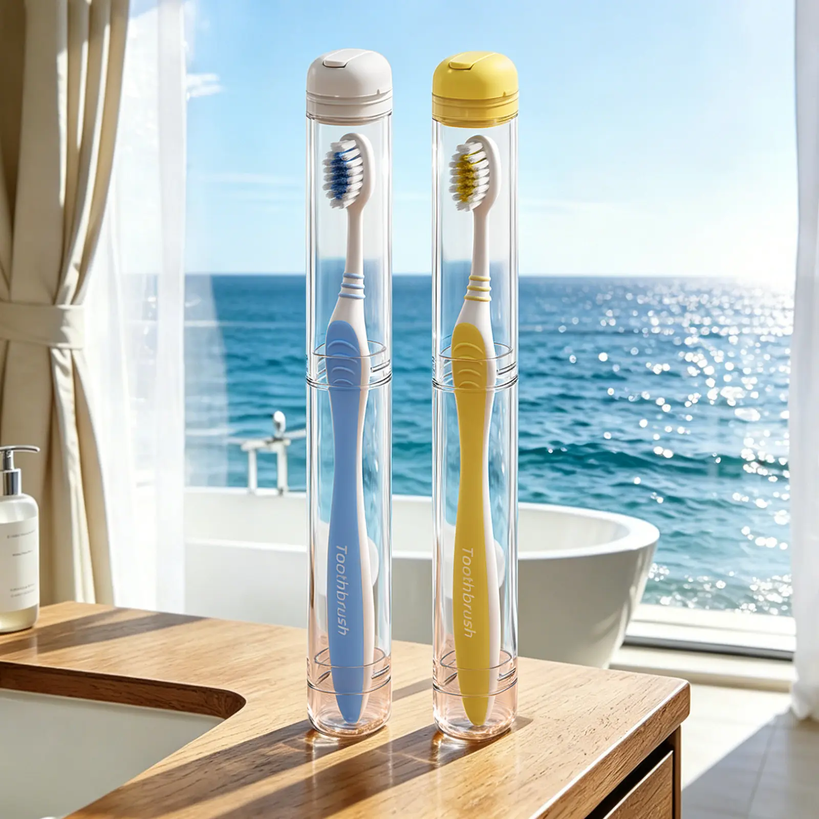 Dustproof Toothbrush Holder 2 Pack Portable Clear Travel Toothbrush Storage Tube, Ventilated Dustproof Toothbrush Cover Fit Manual & Slim Mini Electric Toothbrushes, Oral Care Travel Accessories for Camping Business Trip Vacation