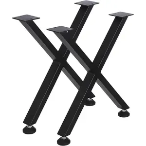 🪵 DIY your dream table! 28x25" industrial X-legs—770 lbs capacity, adjustable feet, bold black steel.
