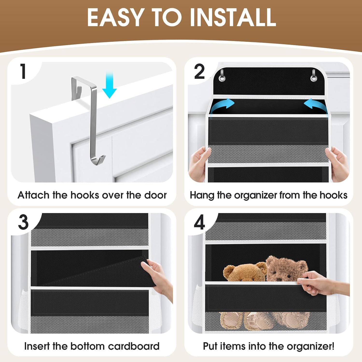 2026 New 20KG Heavy Duty Over-The-Door Hanging Organizer | 5-Tier Storage Box with Clear Mesh & Anti-Tip Design, Space-Saving for Bedroom, Bathroom, Kitchen.