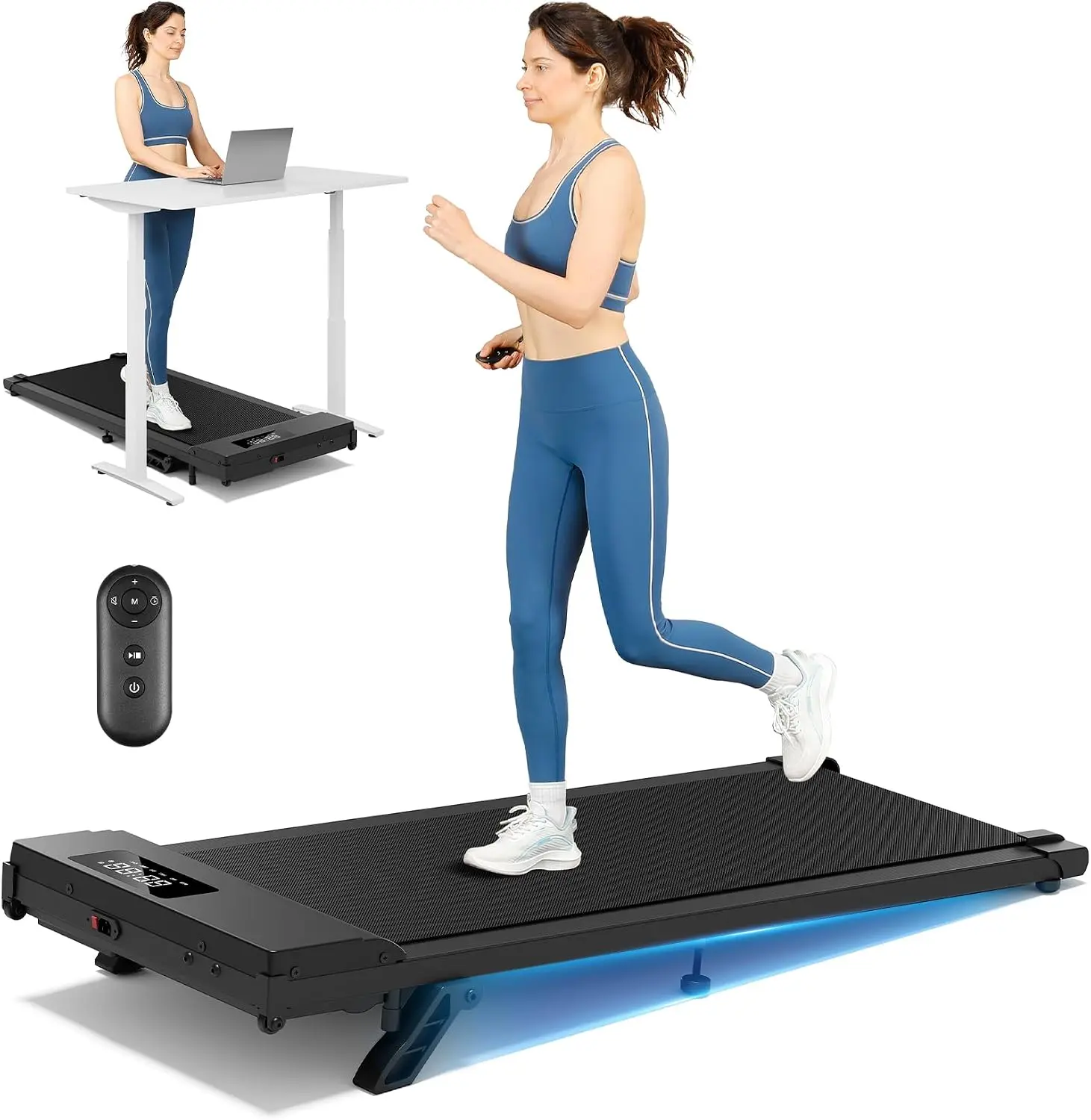 8% Incline Walking Pad Large 41.3'' x 16.5''Running Belt | Ultra-quiet Under Desk Portable Walking Pad Treadmill, Remote+LED, Weight Cap 265lbs,2.5HP Brushless