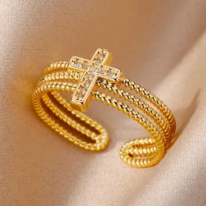 Charming Copper - Cross Ring for Women, Ideal for Casual Attire