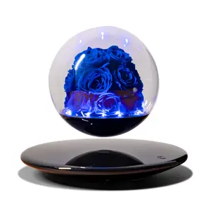 Magnetic Levitation Preserved Flowers Rose Lamp,360° Rotating Romantic Night Light Decorating Home ,Unique Gift For Mother's Day ,Cool & Tech Desk Decr