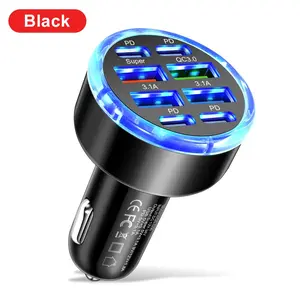 8 in 1 Fast Charging Car Charger, Multipurpose Car Charger with QC3.0 & PD, Multiprotective Features Phone Charger Car Adapter Socket, Fast Charging Solution, High Speed Charger